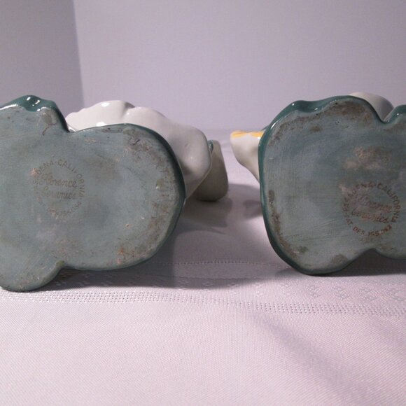 MCM Asian Couple Figurines California Pottery Florence Ceramics Green - Picture 8 of 8